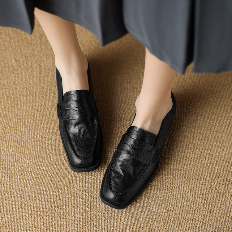 Women's Deep Mouth Flat Shoes in Black or Brown - Style o.html