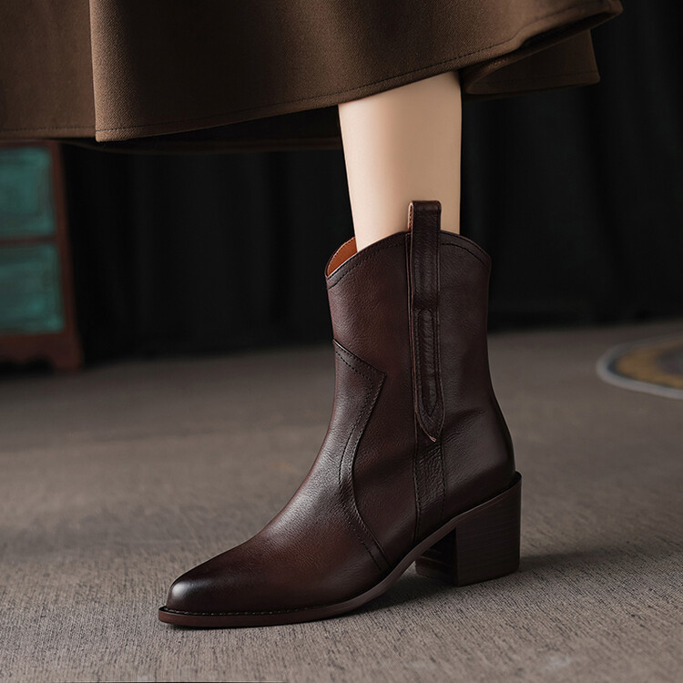 Women's Minimalist High Heel Ankle Boots in Genuine Leather