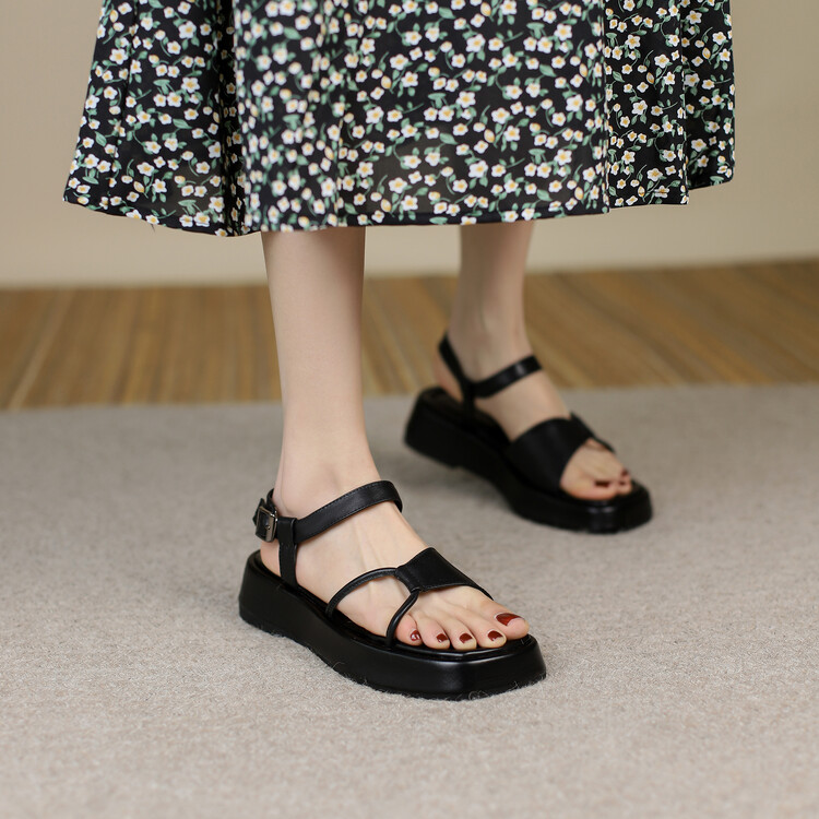 Women's Open Toe Mid Heel Platform Sandals
